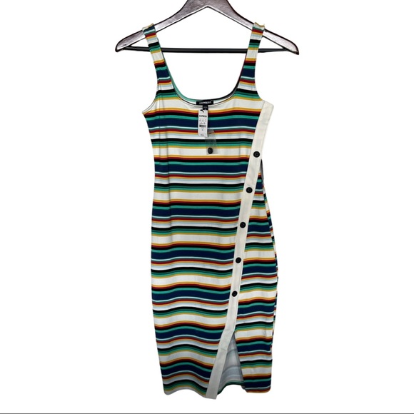 NWT Express side button tank striped midi dress. - Picture 1 of 8